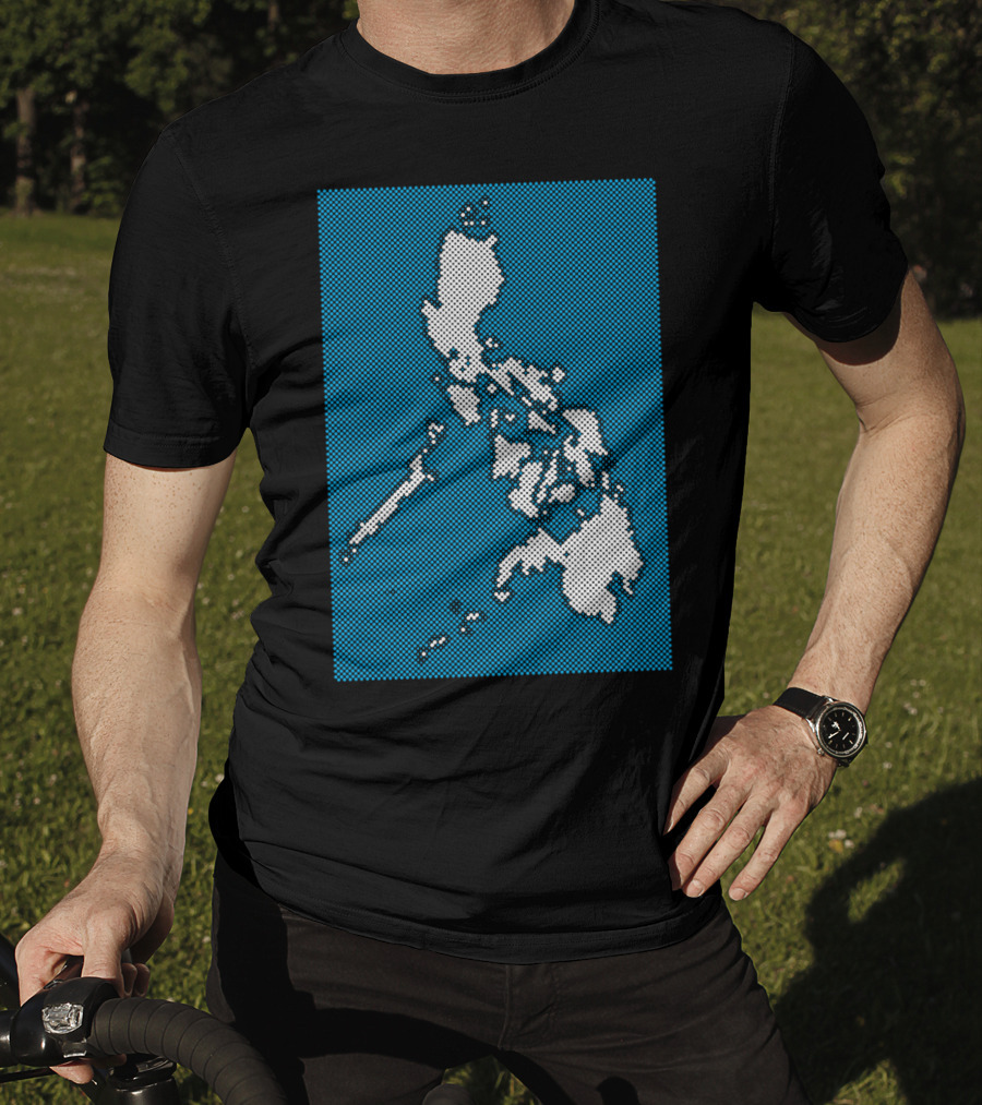 Philippines Map Halftone Blue Background T-Shirt