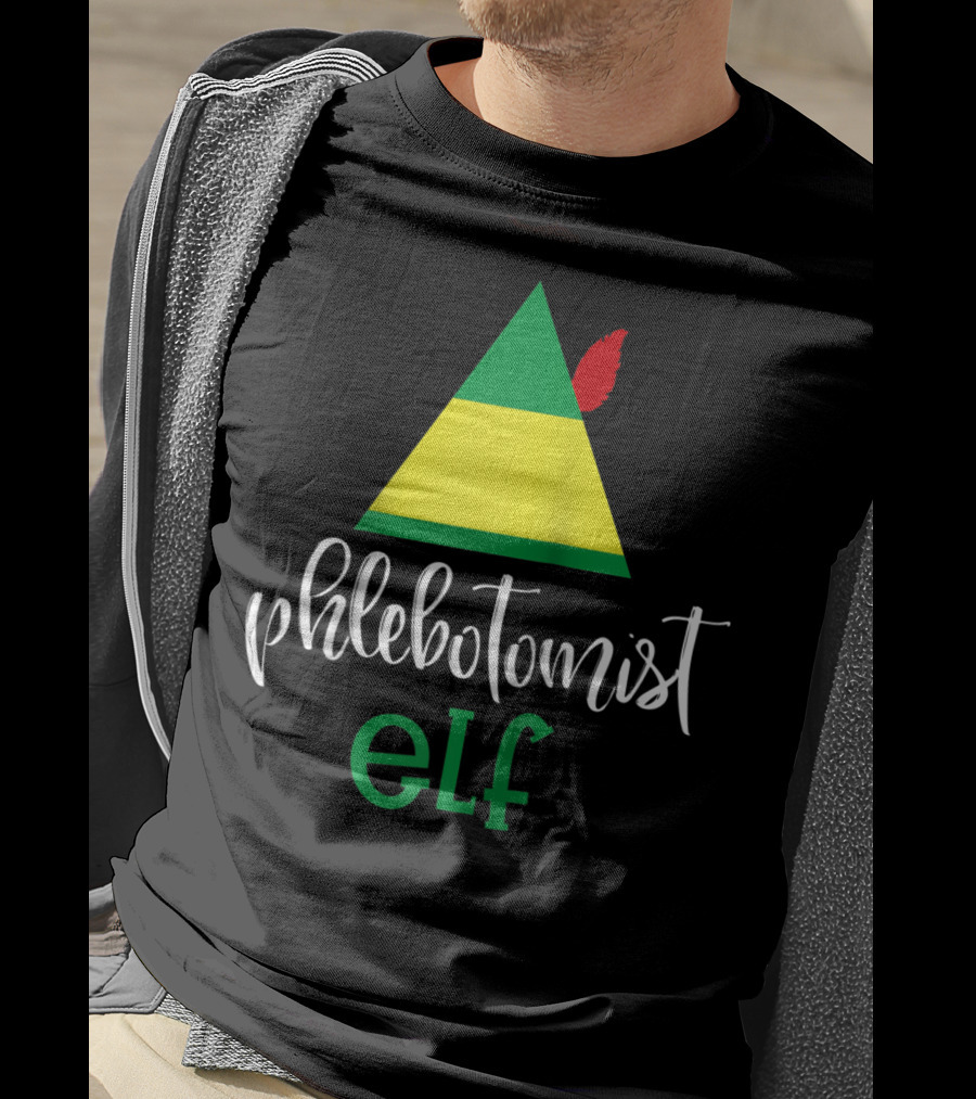 Phlebotomist Elf Christmas Hat Festive Humor T-Shirt