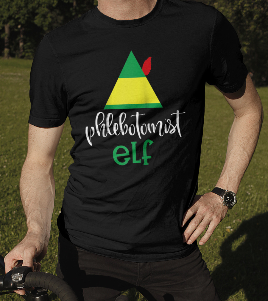 Phlebotomist Elf Christmas Hat Festive Humor T-Shirt