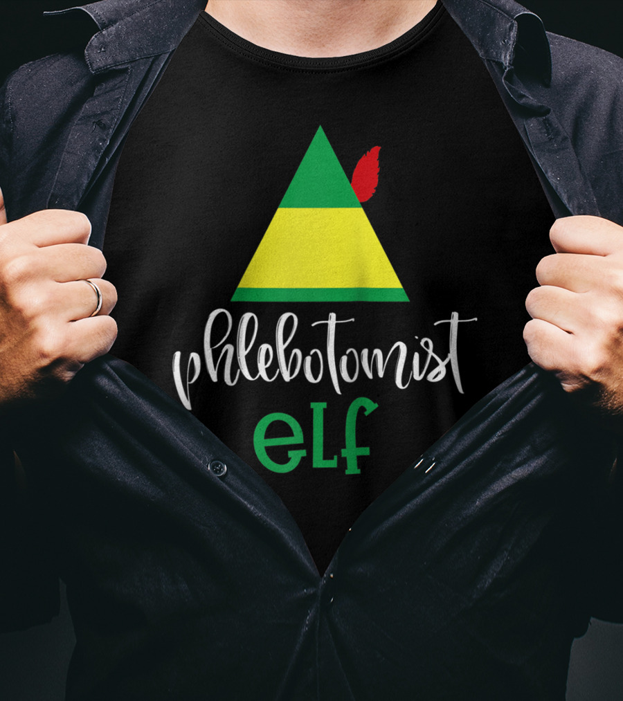 Phlebotomist Elf Christmas Hat Festive Humor T-Shirt