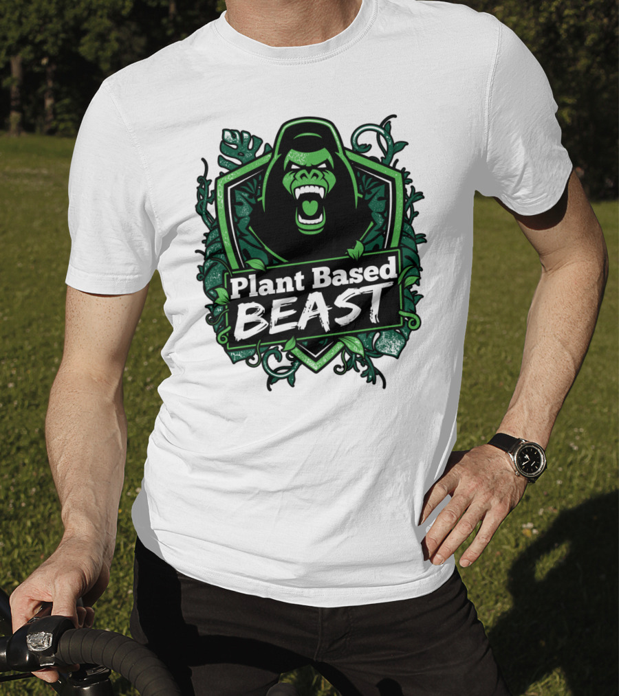 Plant Based Beast Fitness Gorilla Bodybuilding Jungle Strength T-Shirt