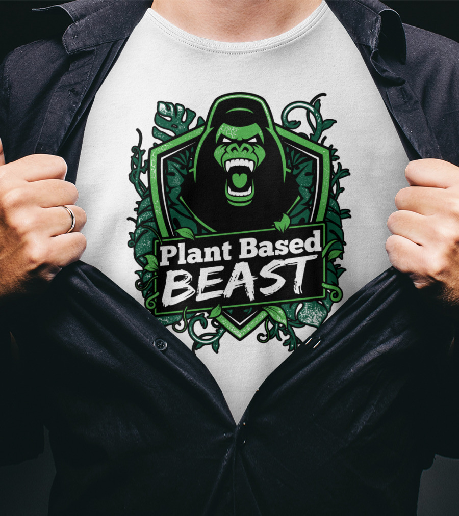 Plant Based Beast Fitness Gorilla Bodybuilding Jungle Strength T-Shirt