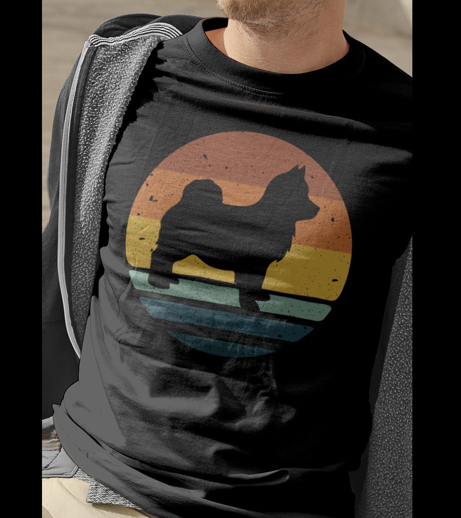 Pomsky Vintage Dog Sunset T-Shirt