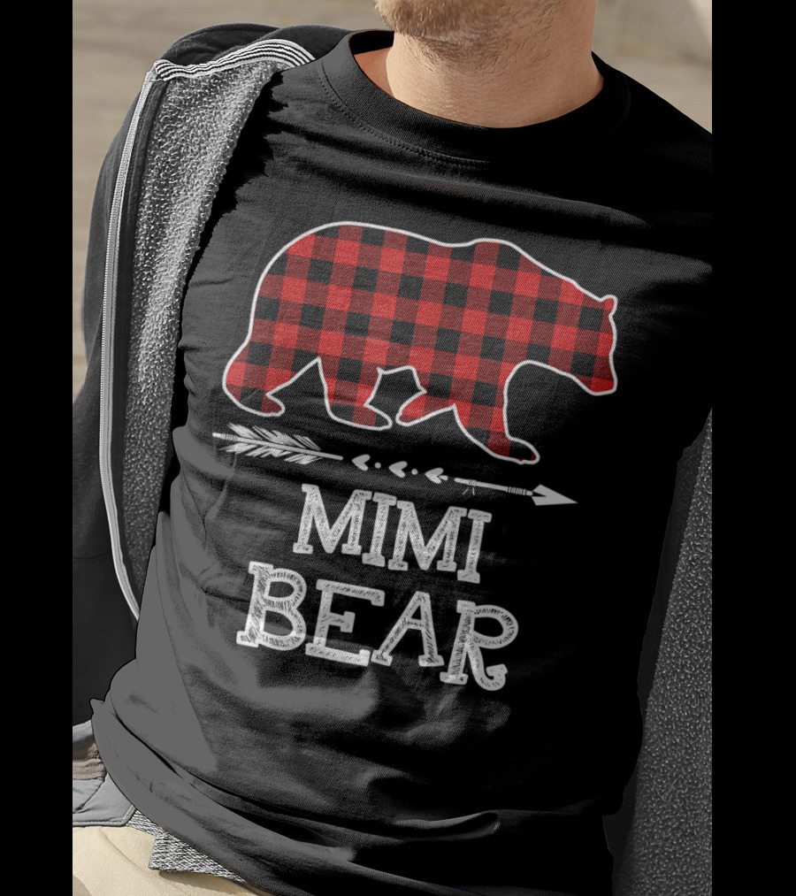 Red Plaid Bear Mimi Arrow T-Shirt