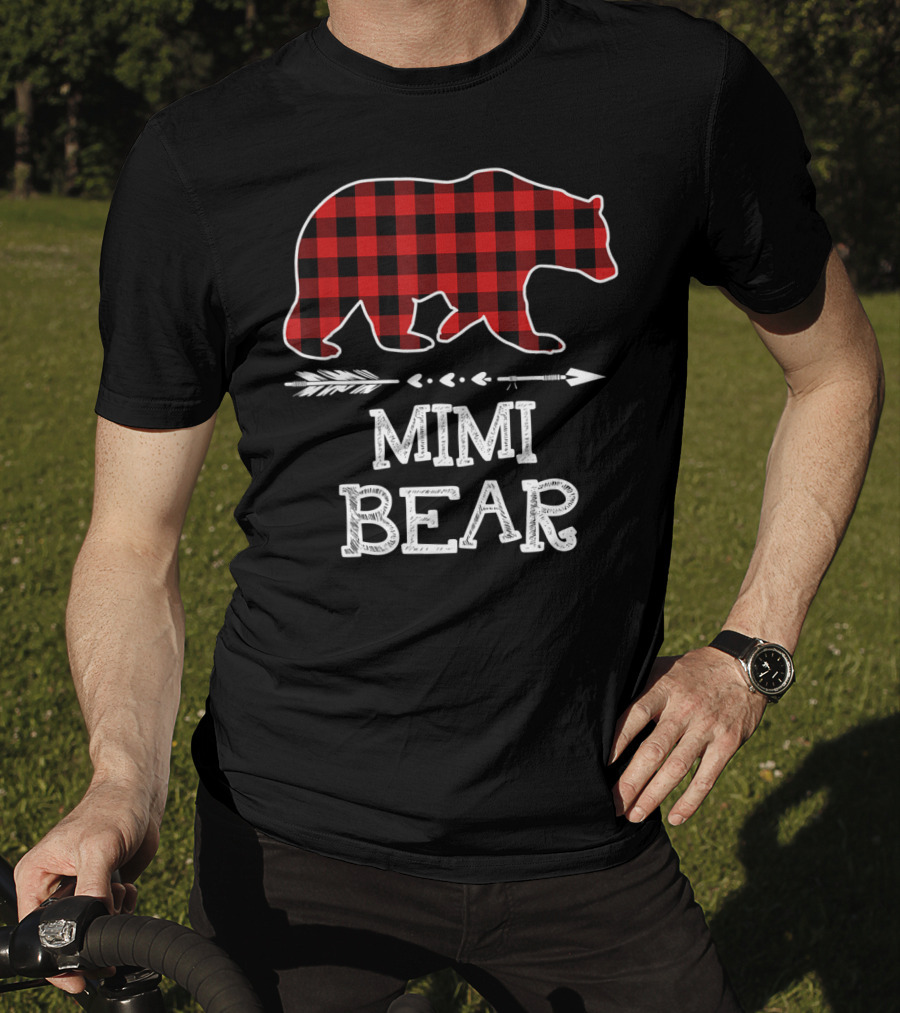 Red Plaid Bear Mimi Arrow T-Shirt