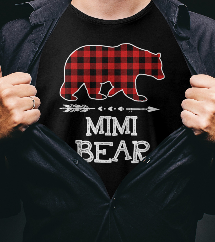 Red Plaid Bear Mimi Arrow T-Shirt
