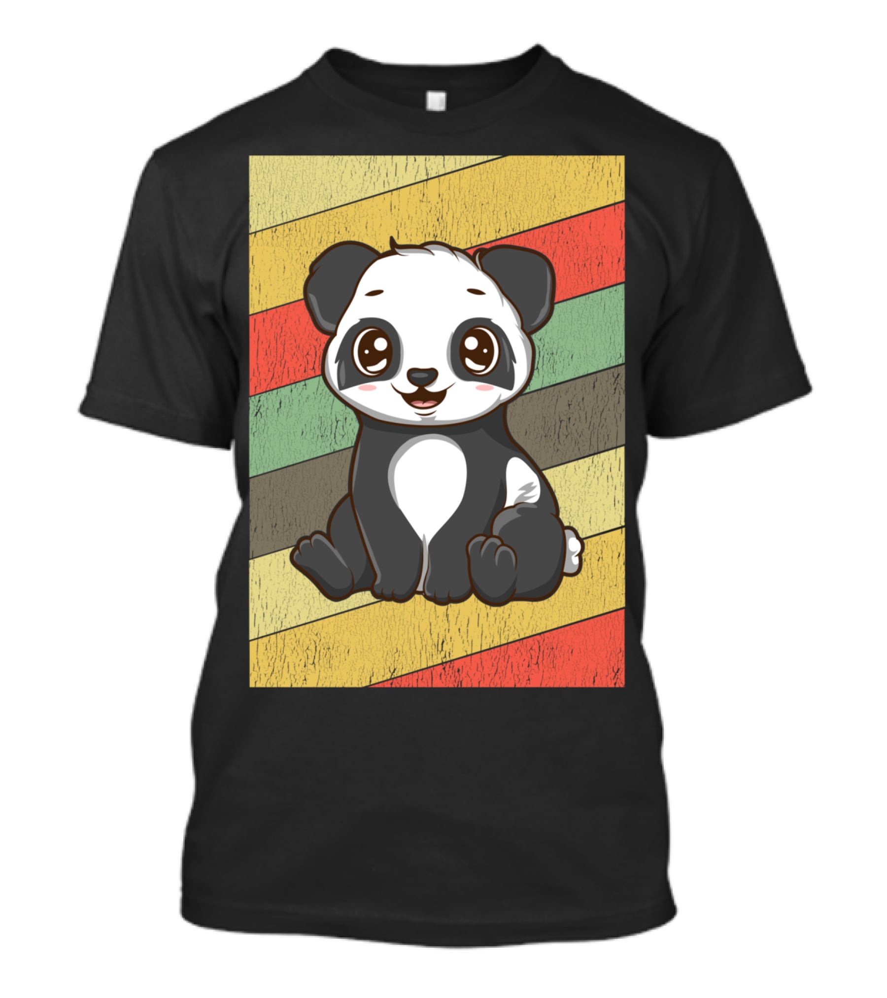 Retro Kawaii Panda Bear Vintage Stripe T-Shirt