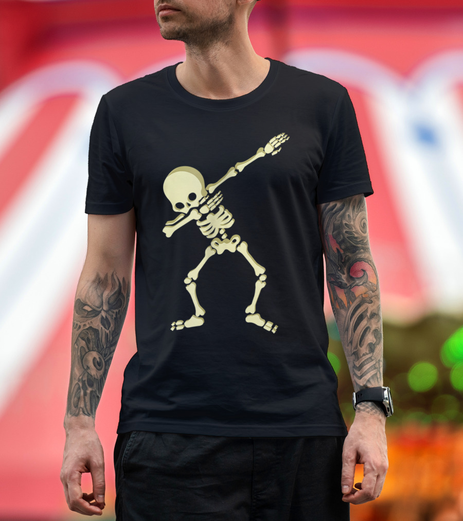 Dabbing Skeleton Funny Halloween Dabbing Pose Skeleton Dance T-Shirt