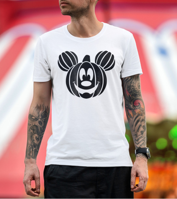 Premium T-Shirt: Disney Halloween Mickey Mouse Pumpkin Face T-Shirt Disney Halloween Mickey Mouse Pumpkin Face T-Shirt