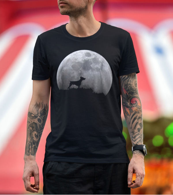 Premium T-Shirt: Doberman Pinscher Silhouette Against Full Moon T-Shirt Doberman Pinscher Silhouette Against Full Moon T-Shirt