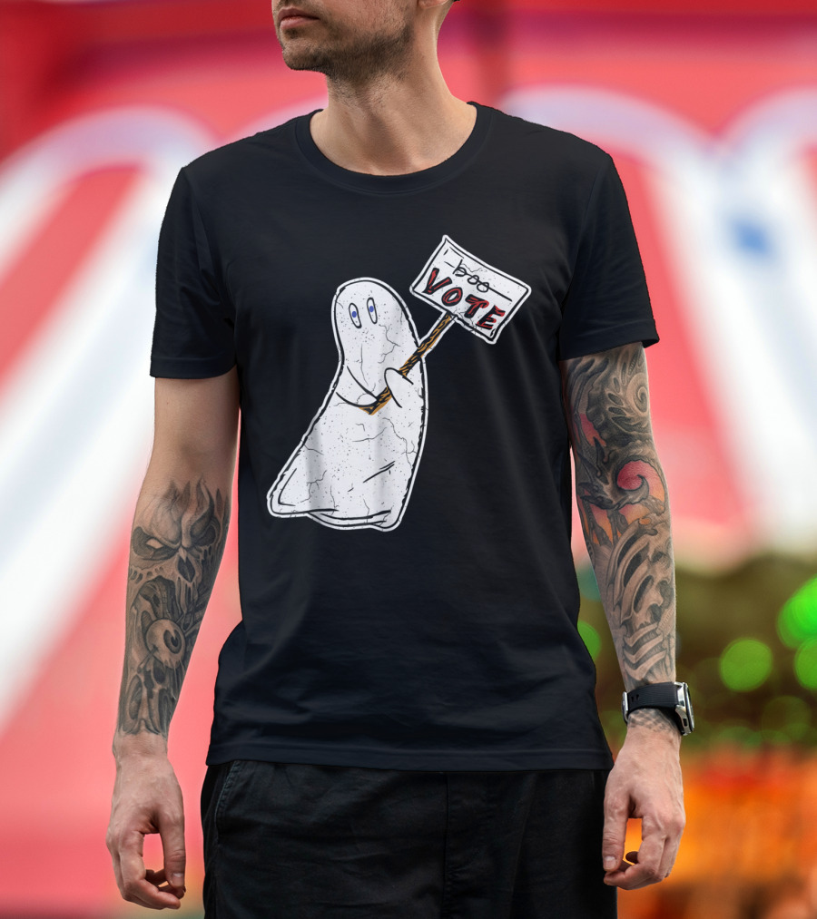 Dont Boo Vote Ghost Holding Sign Halloween Voting T-Shirt
