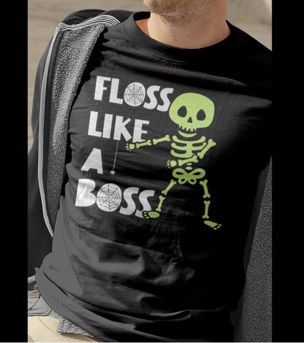 Floss Like A Boss Floss Dance Skeleton Halloween T-Shirt