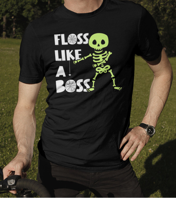 Floss Like A Boss Floss Dance Skeleton Halloween T-Shirt