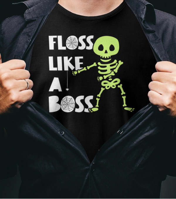 Floss Like A Boss Floss Dance Skeleton Halloween T-Shirt