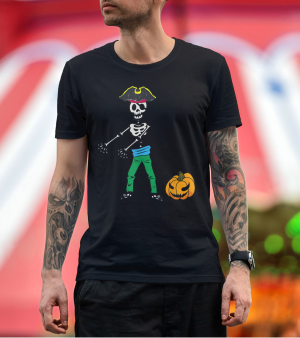 Premium T-Shirt: Floss Dance Skeleton Pirate Halloween Flossing Jack-O'-Lantern T-Shirt Floss Dance Skeleton Pirate Halloween Flossing Jack-O'-Lantern T-Shirt