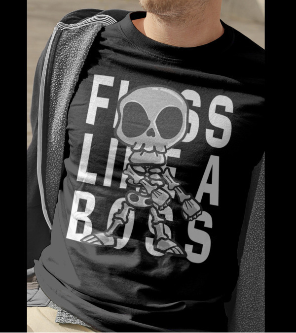 Floss Like A Boss Skeleton Flossing Skull Halloween T-Shirt