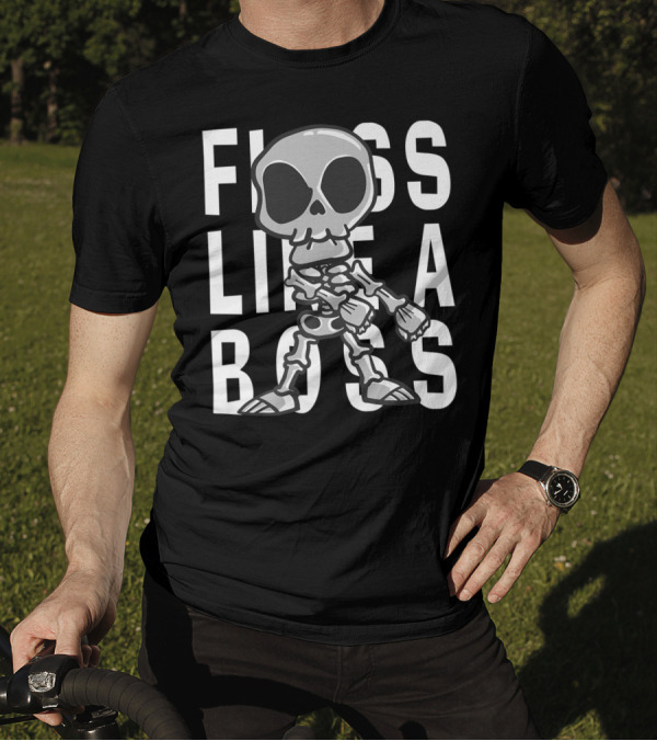 Floss Like A Boss Skeleton Flossing Skull Halloween T-Shirt
