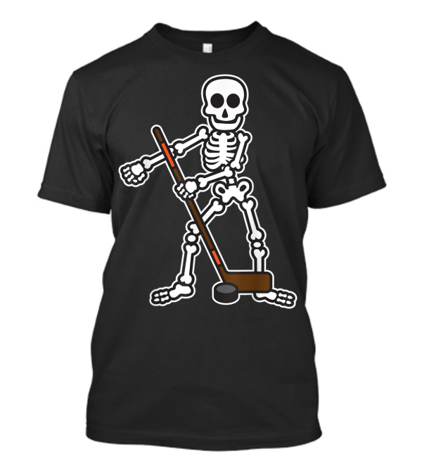 Flossing Skeleton Hockey Player With Stick And Puck T-Shirt