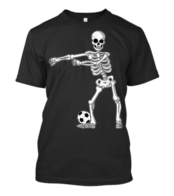 Halloween Skeleton Floss Dance With Soccer Ball Comedy T-Shirt