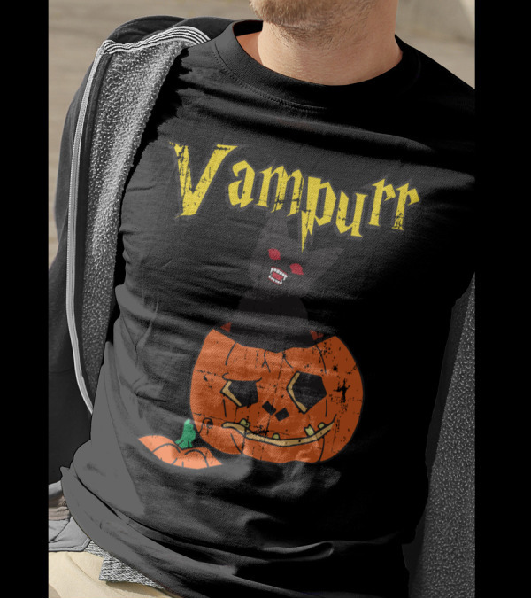 Vampurr Funny Cat Vampire Halloween Kitten Lovers T-Shirt