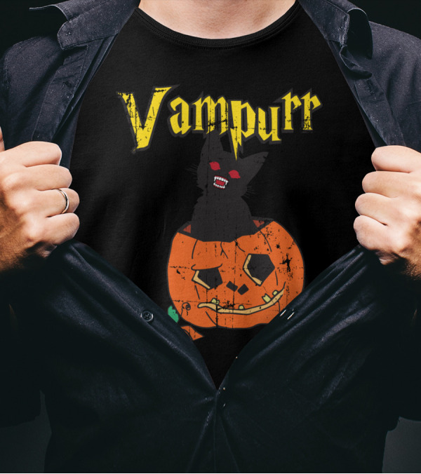 Vampurr Funny Cat Vampire Halloween Kitten Lovers T-Shirt