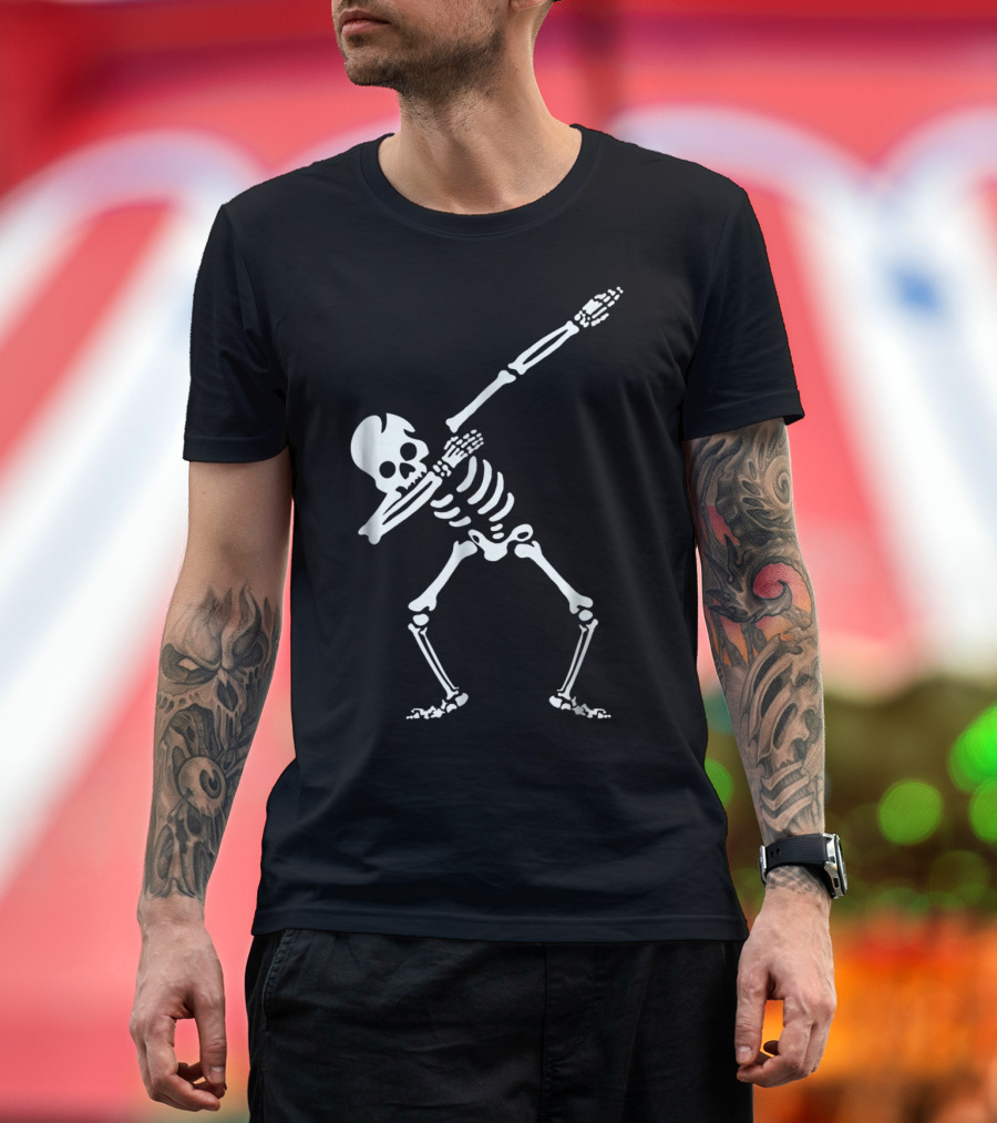 Funny Halloween Dabbing Skeleton Skull Dab Birthday T-Shirt
