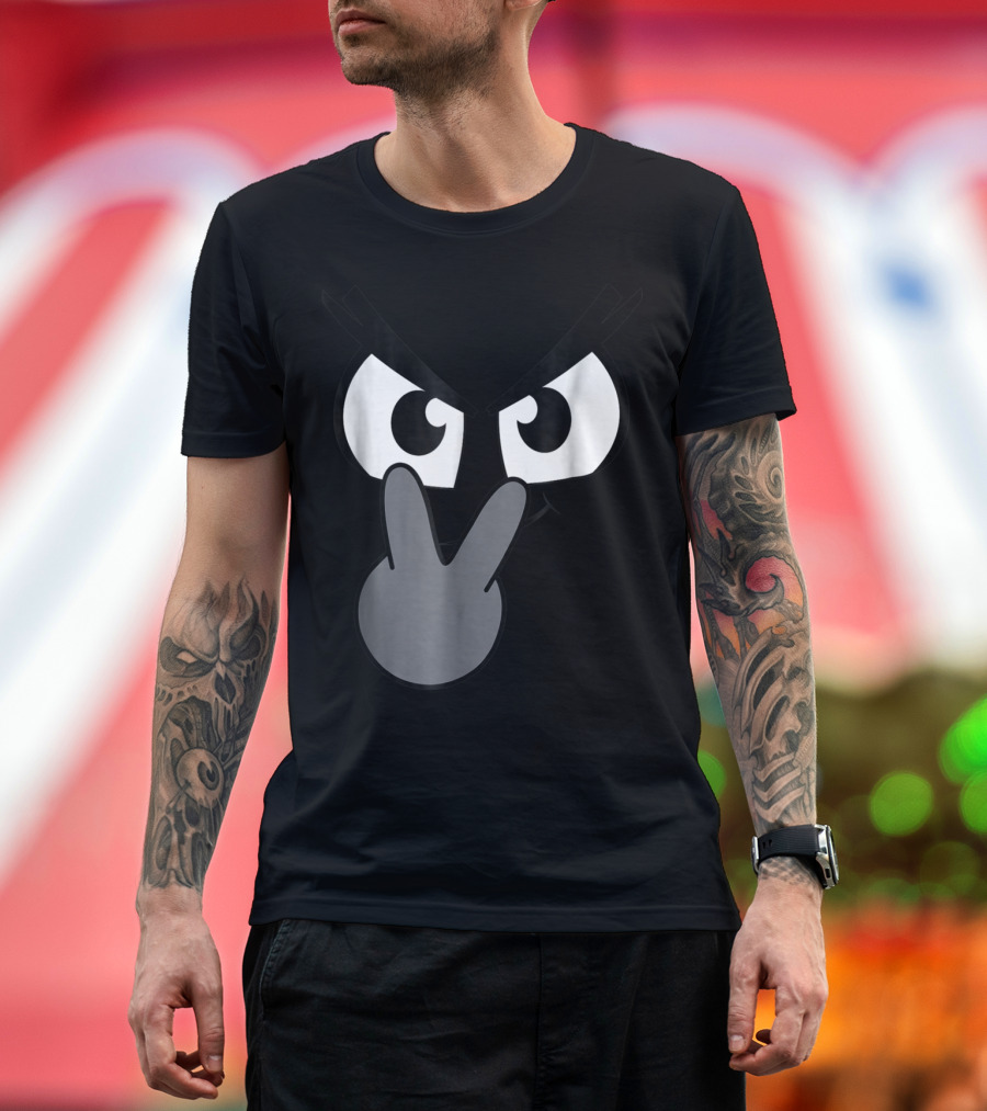 Angry Face with V-Hand Gesture Halloween Emoji T-Shirt