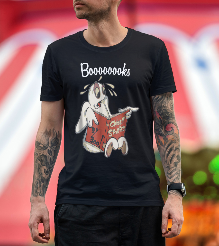 Booooooks Funny Book Reading Ghost Stories by Boo T-Shirt