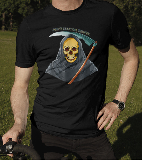Halloween Don't Fear The Reaper Skull Grim Reaper With Scythe T-Shirt