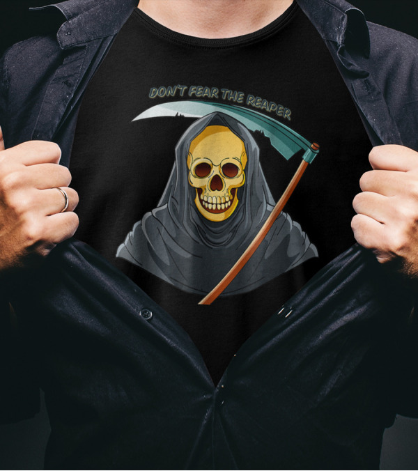 Halloween Don't Fear The Reaper Skull Grim Reaper With Scythe T-Shirt