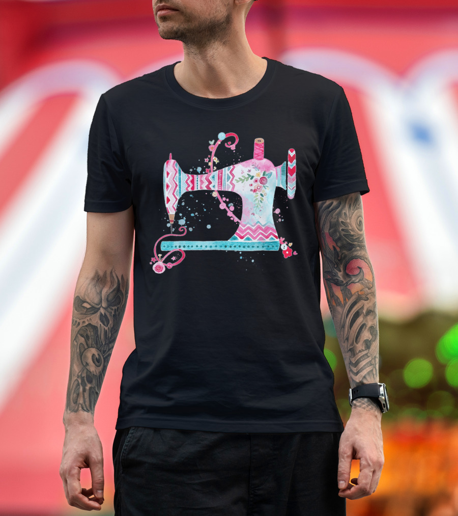Flower Sewing Machine Cute Quilting Quilter GB T-Shirt