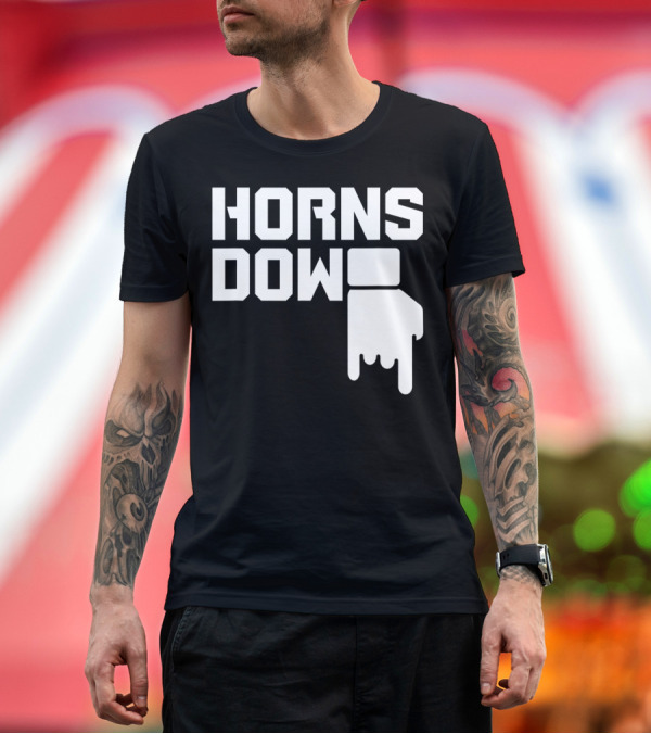 Premium T-Shirt: Horns Down Gesture Icon with Text T-Shirt Horns Down Gesture Icon with Text T-Shirt