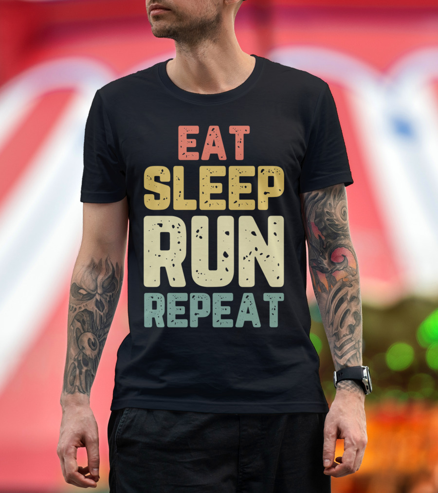 Eat Sleep Run Repeat Funny Cool Running Runner T-Shirt