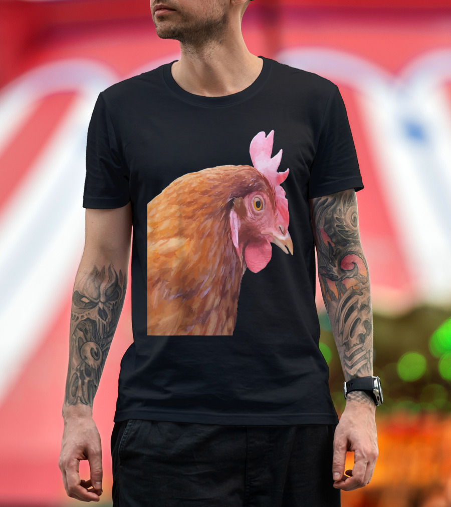 Funny Farmyard Hen Portrait Side View T-Shirt