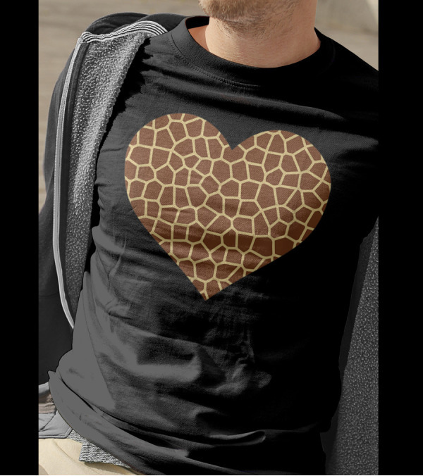 Giraffe Pattern Heart For Giraffe Lover T-Shirt