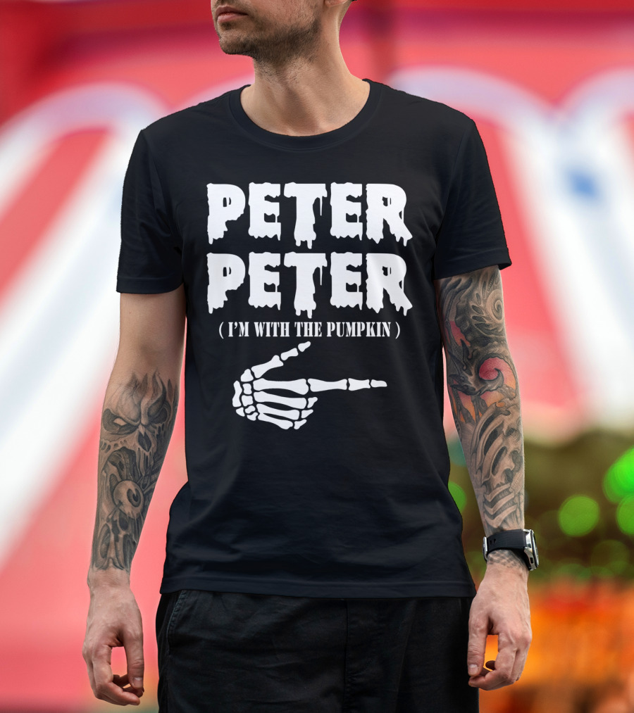 PETER PETER I'M WITH THE PUMPKIN Skeleton Hand T-Shirt