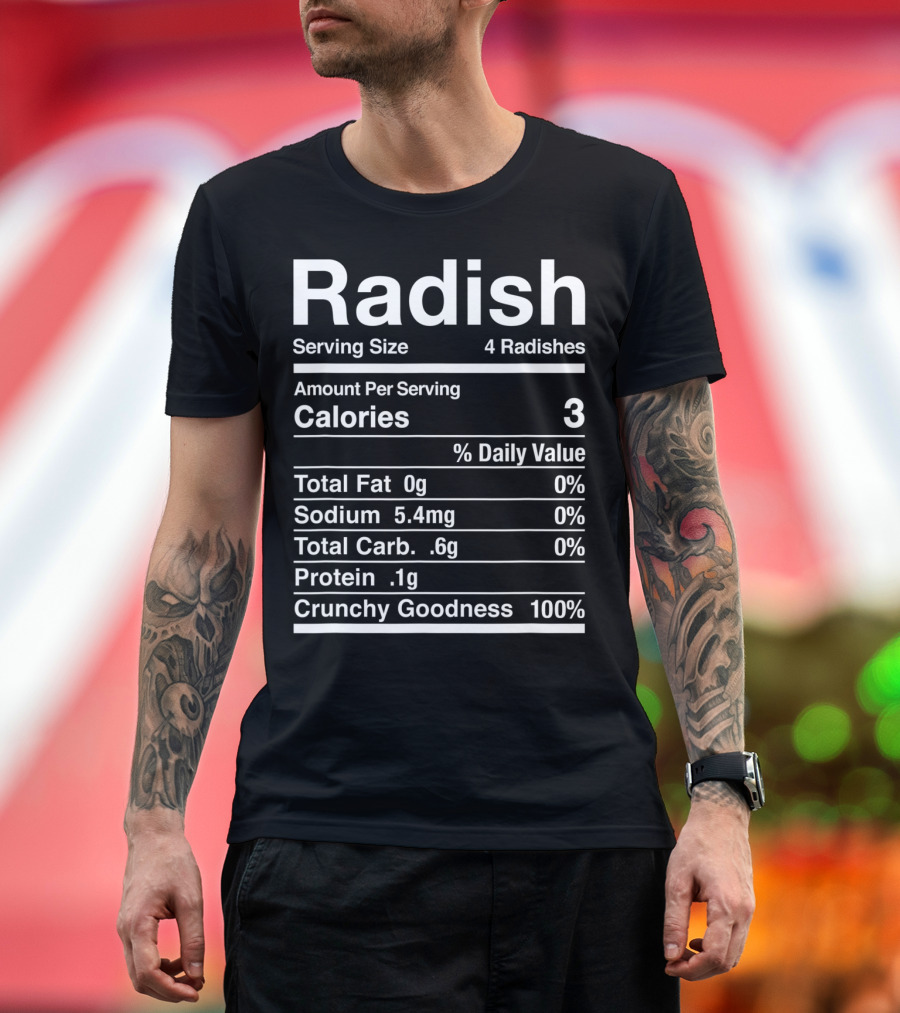 Radish Nutrition Facts 3 Calories Crunchy Goodness Vegetable Matching Dark T-Shirt