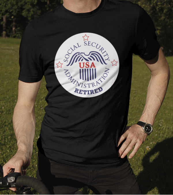 Social Security Administration USA Retired Emblem With Stars T-Shirt