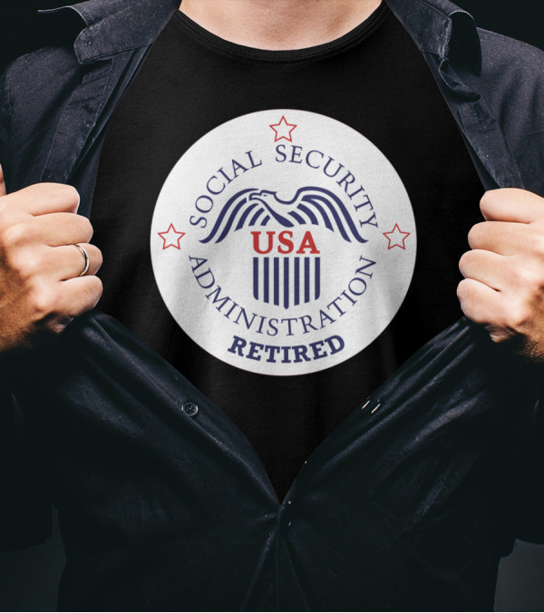 Social Security Administration USA Retired Emblem With Stars T-Shirt