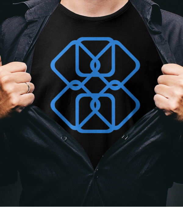 Cool Blue Geometric Squares T-Shirt