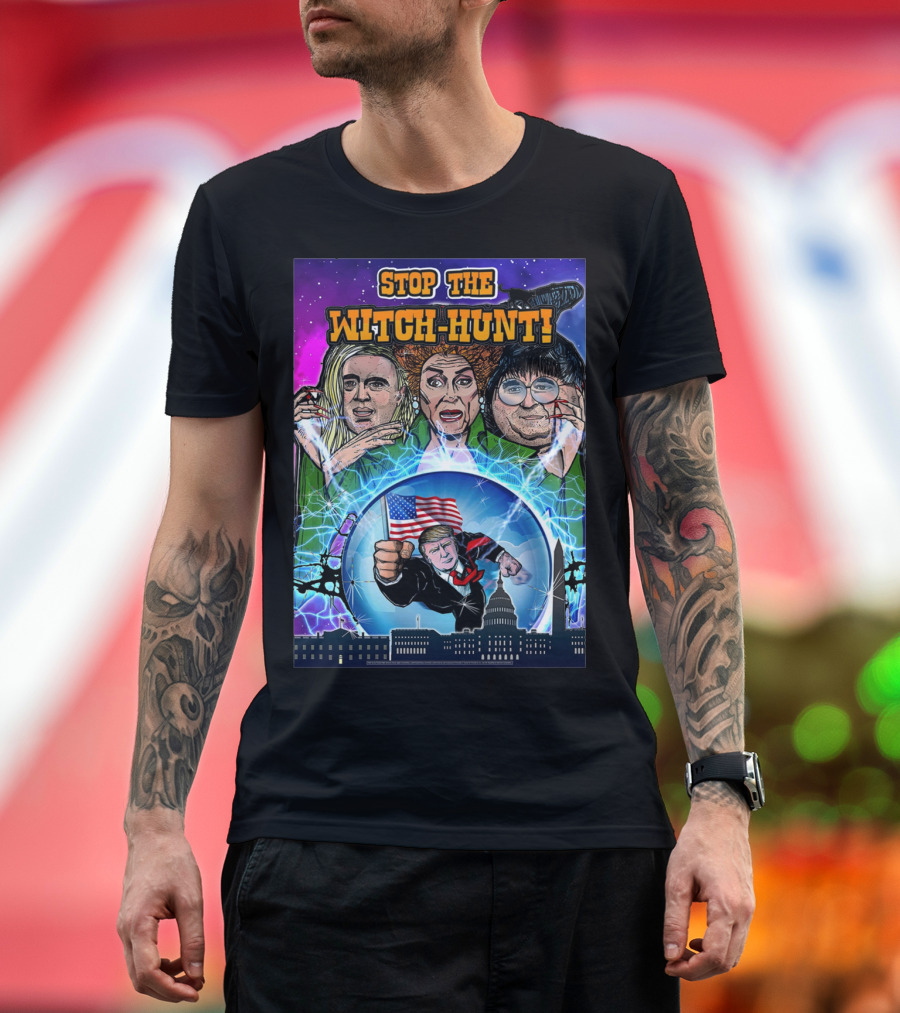 STOP THE WITCH-HUNT American Flag Capitol Cartoon T-Shirt