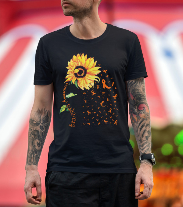 Premium T-Shirt: Sunflower RSD CRPS Awareness Orange Ribbon T-Shirt Sunflower RSD CRPS Awareness Orange Ribbon T-Shirt