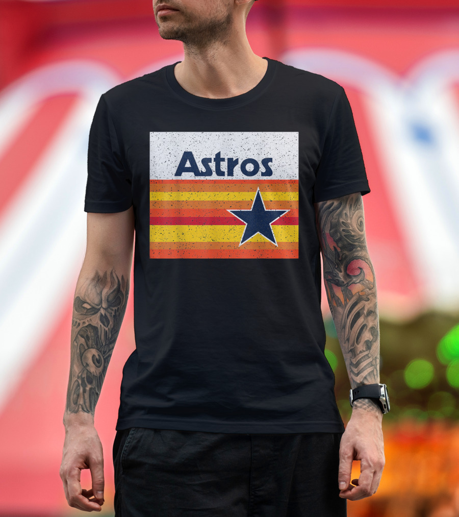 Astros Vintage Rainbow Stripes Star T-Shirt
