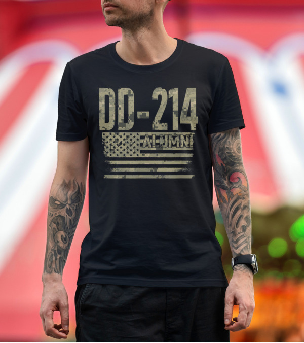 Premium T-Shirt: DD-214 Alumni American Flag T-Shirt DD-214 Alumni American Flag T-Shirt