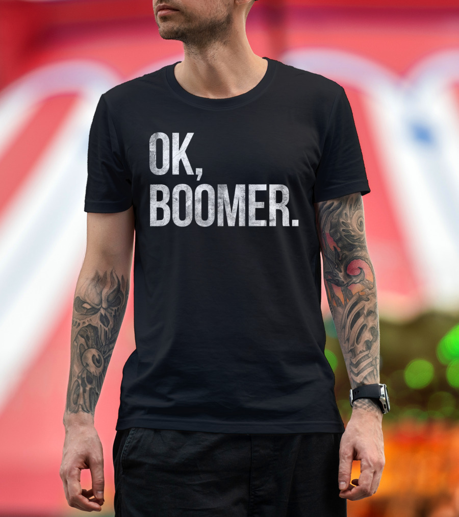 Vintage Distressed OK Boomer Text T-Shirt