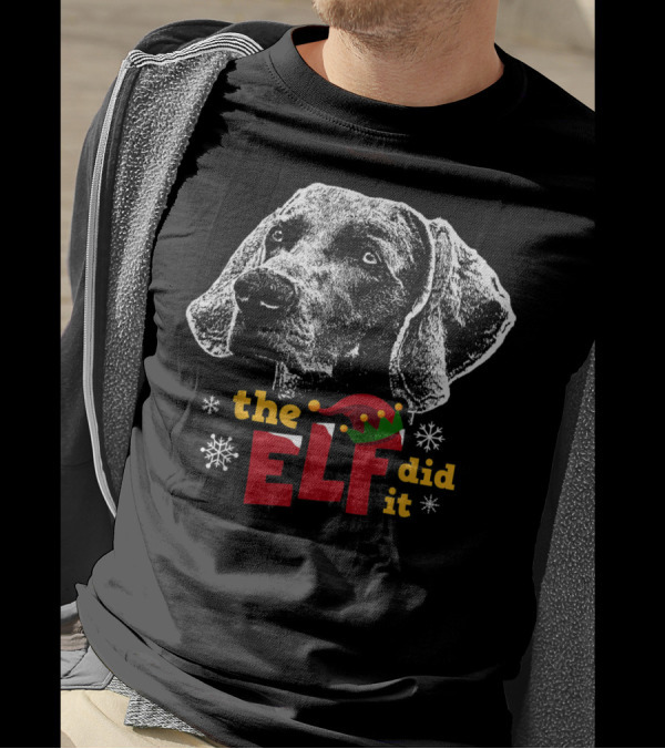 The Elf Did It Funny Weimaraner Christmas Dog T-Shirt