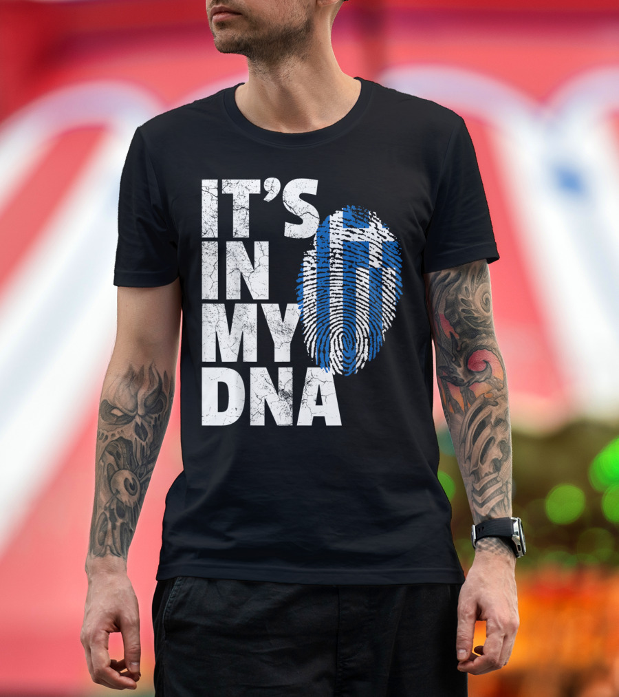 It's In My DNA Greece Greek Flag Fingerprint T-Shirt