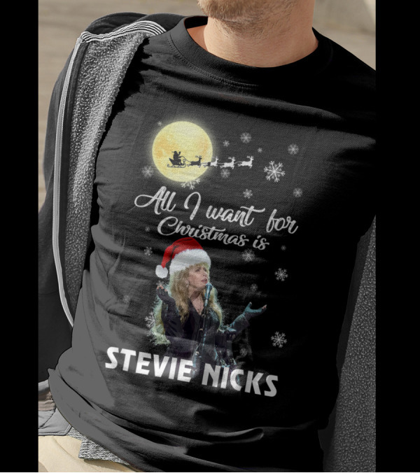 All I Want For Christmas Is Stevie Nicks Moon Santa Sleigh Snowflakes T-Shirt