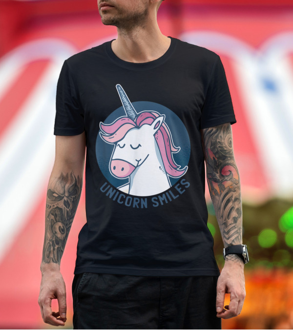 Premium T-Shirt: Unicorn Smiles Cool Unicorn With Dental Braces Funny Horn T-Shirt Unicorn Smiles Cool Unicorn With Dental Braces Funny Horn T-Shirt