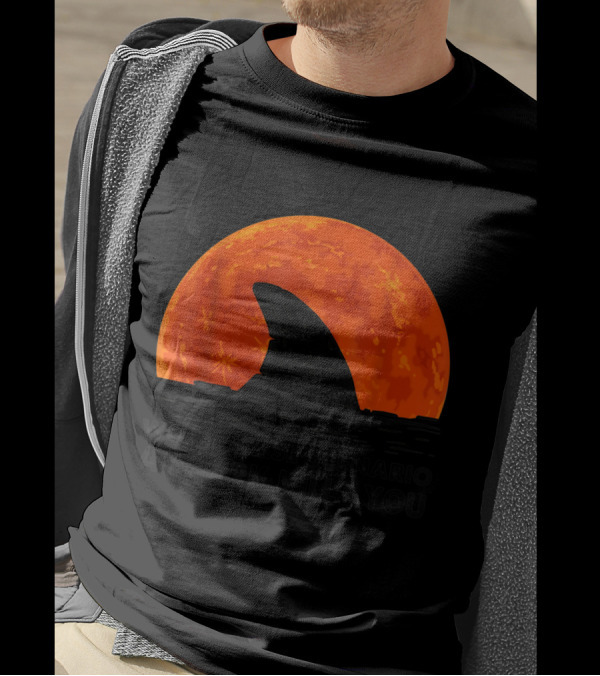 Go Diving Worst Case Scenario A Shark Kills You Against Orange Moon Background T-Shirt